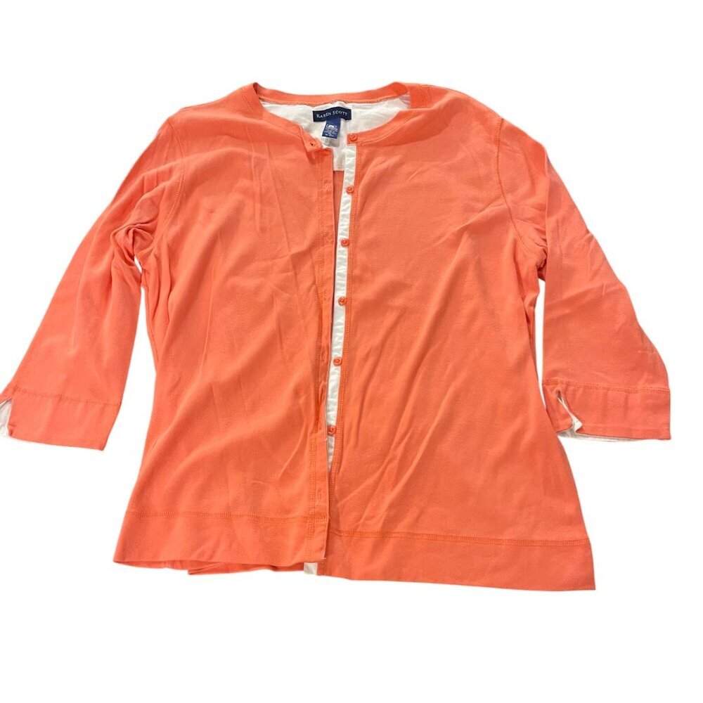 Karen Scott Womens Coral Cardigan